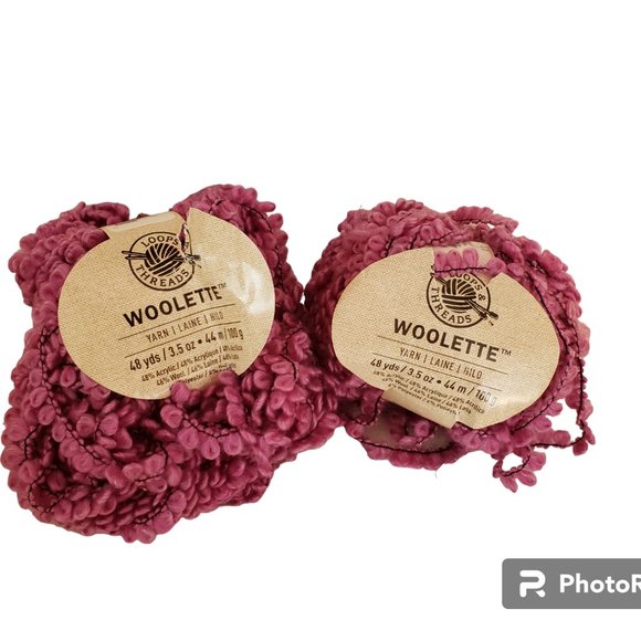 2 Skeins FUCHSIA Woolette Yarn Loops & Thread 48 Yds 3.5 oz ea Wool Blend Loopy - Picture 1 of 5